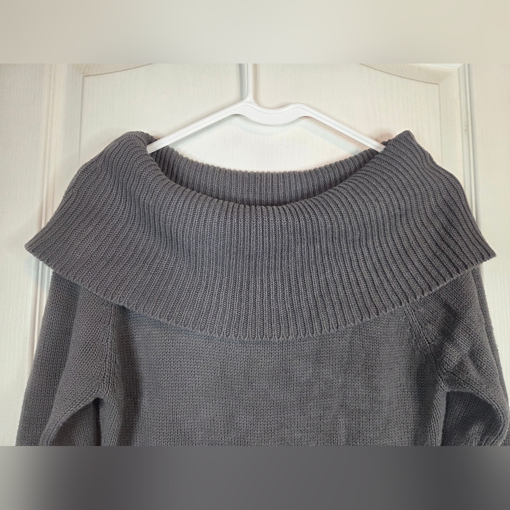 VTG Y2K Guess Charcoal Cowl Neck Sweater Dress Size Med. - Picture 3 of 11